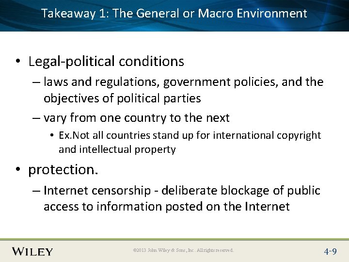 1: The General or Macro Environment Place. Takeaway Slide Title Text Here • Legal-political