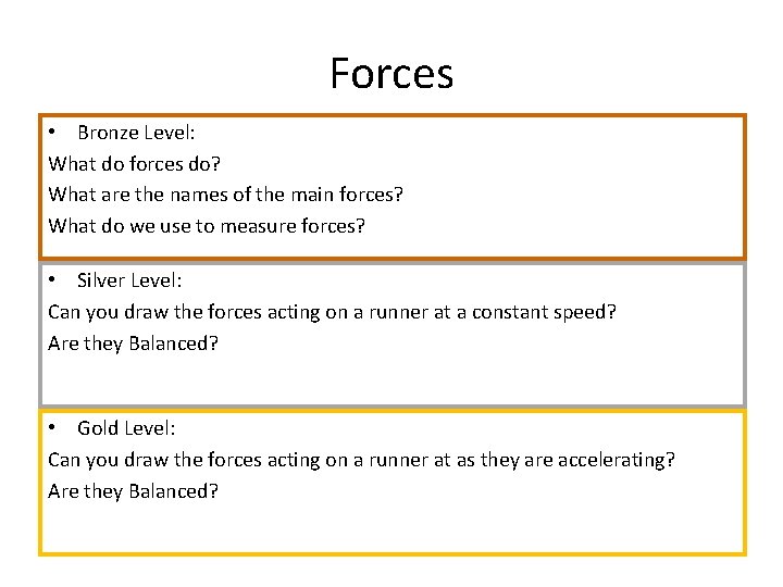 Forces • Bronze Level: What do forces do? What are the names of the