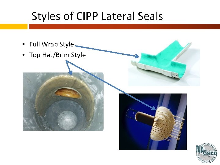 Styles of CIPP Lateral Seals • Full Wrap Style • Top Hat/Brim Style 