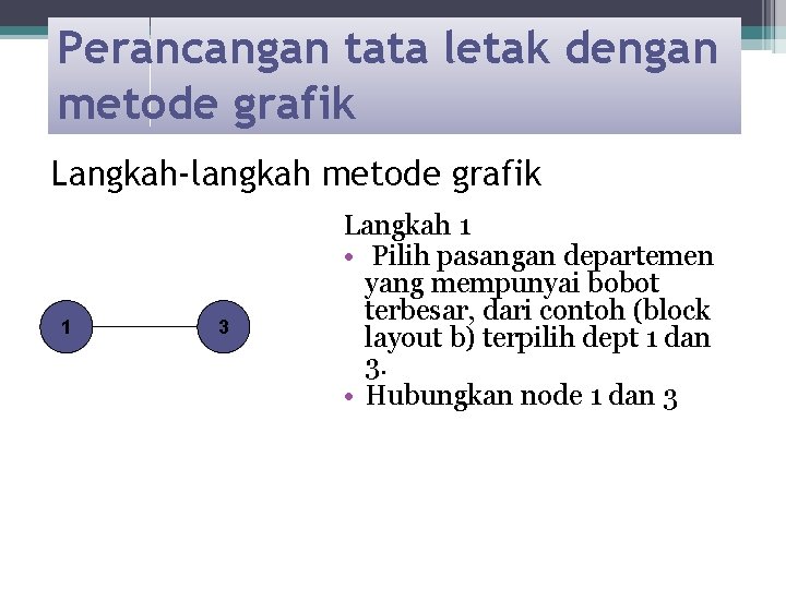 Perancangan tata letak dengan metode grafik Langkah-langkah metode grafik 1 3 Langkah 1 •