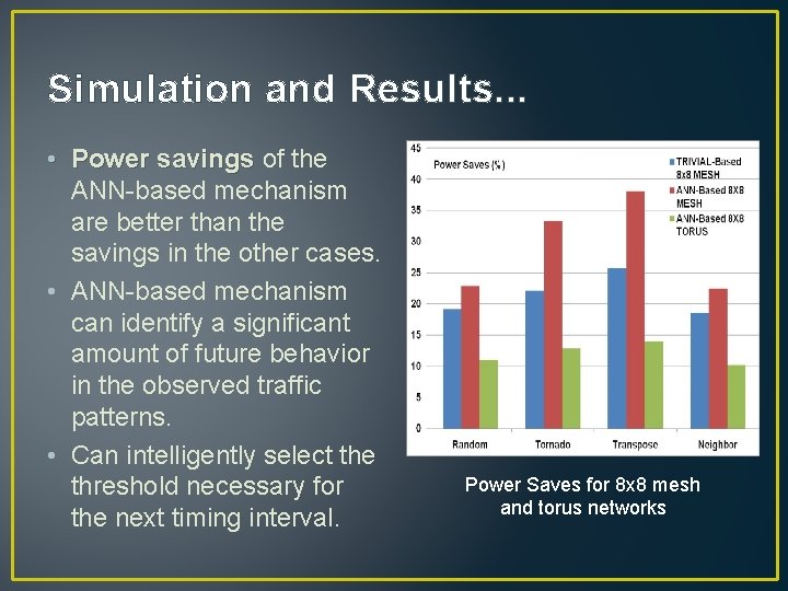 Simulation and Results. . . • Power savings of the ANN-based mechanism are better