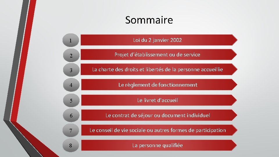 Sommaire 1 Loi du 2 janvier 2002 2 Projet d’établissement ou de service 3