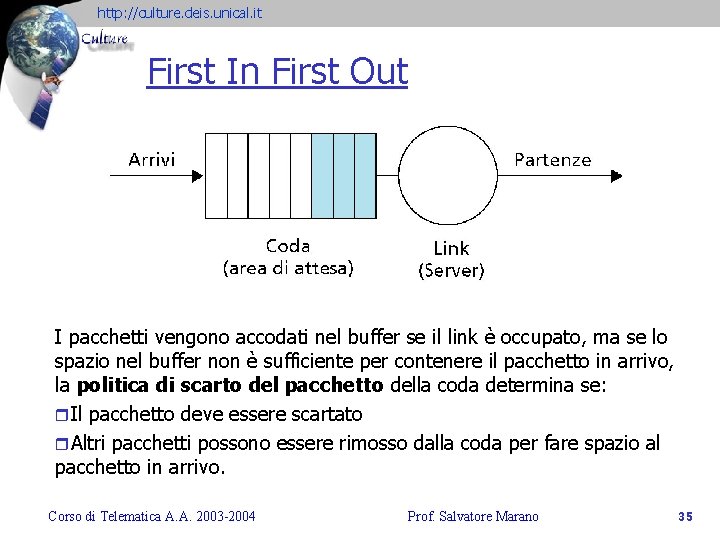 http: //culture. deis. unical. it First In First Out I pacchetti vengono accodati nel