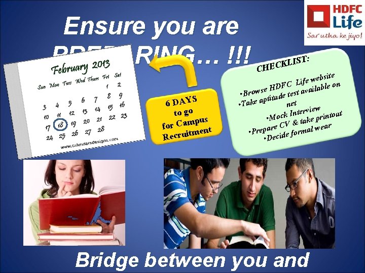 Ensure you are PREPARING… !!! S 6 DAY to go pus m a C