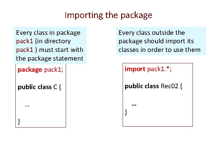 Importing the package Every class in package pack 1 (in directory pack 1 )