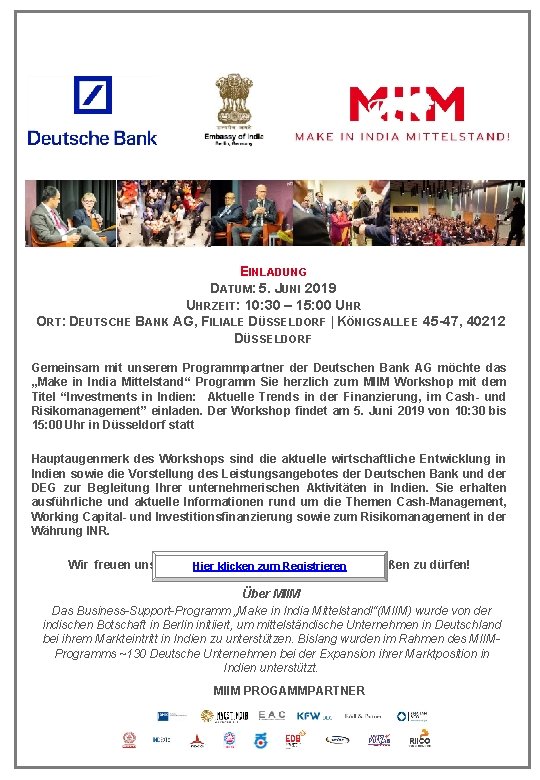 EINLADUNG DATUM: 5. JUNI 2019 UHRZEIT: 10: 30 – 15: 00 UHR ORT: DEUTSCHE