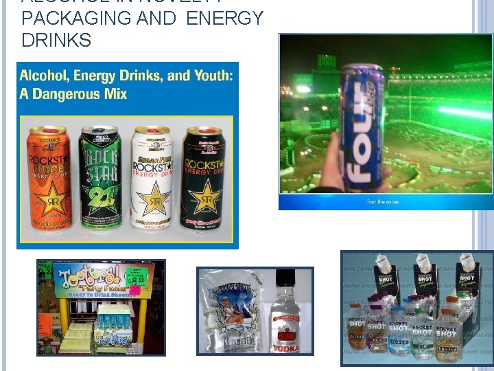 ALCOHOL IN NOVELTY PACKAGING AND ENERGY DRINKS 26 