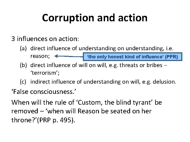 Corruption and action 3 influences on action: (a) direct influence of understanding on understanding, Corruption and action 3 influences on action: (a) direct influence of understanding on understanding,