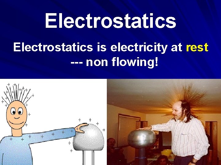 Electrostatics is electricity at rest --- non flowing! 