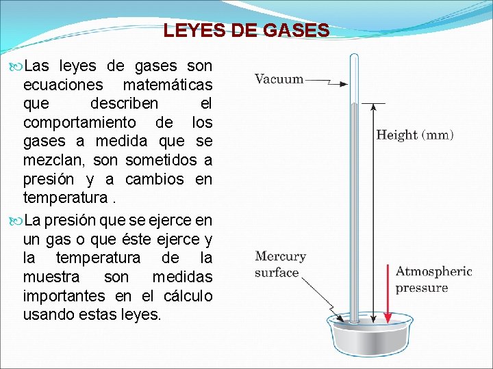 LEYES DE GASES Las leyes de gases son ecuaciones matemáticas que describen el comportamiento