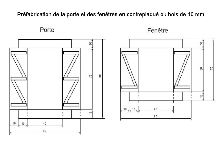 Préfabrication de la porte et des fenêtres en contreplaqué ou bois de 10 mm