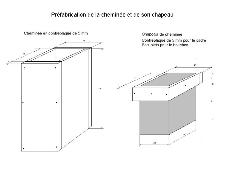 Préfabrication de la cheminée et de son chapeau 