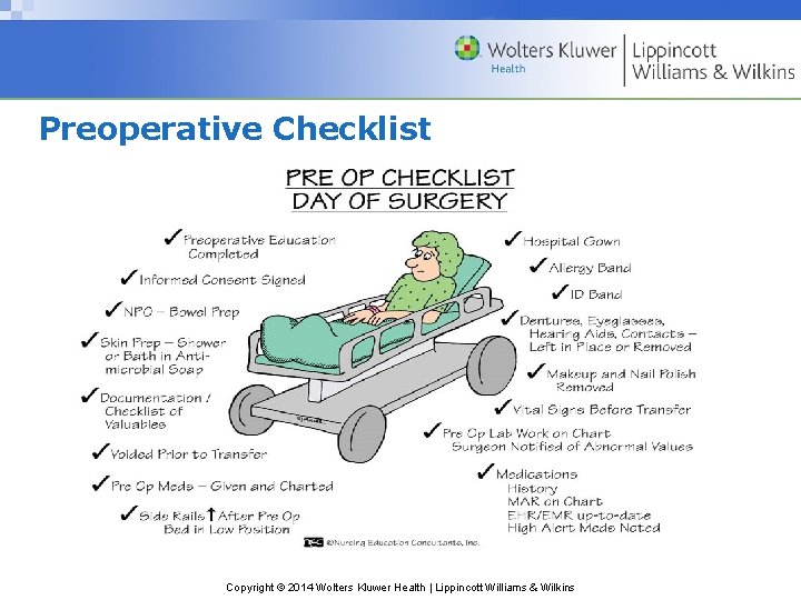 Preoperative Checklist Copyright © 2014 Wolters Kluwer Health | Lippincott Williams & Wilkins Preoperative Checklist Copyright © 2014 Wolters Kluwer Health | Lippincott Williams & Wilkins