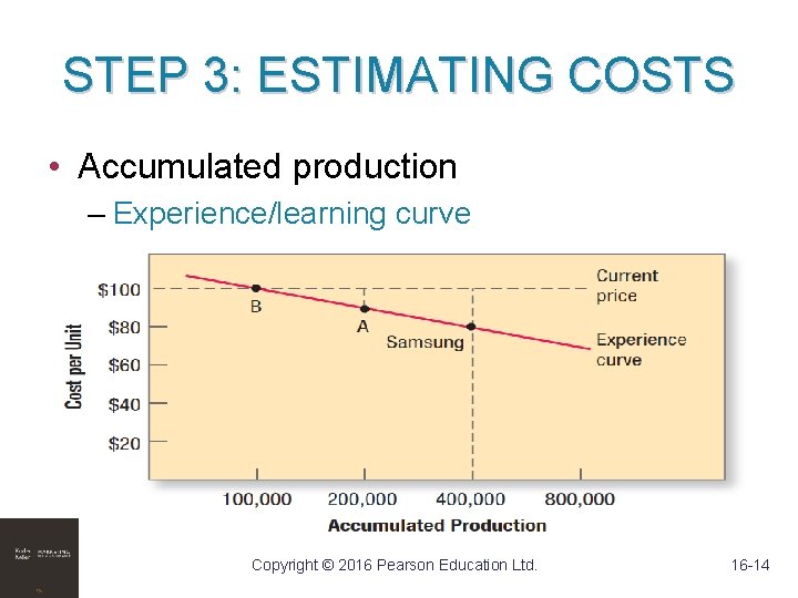 STEP 3: ESTIMATING COSTS • Accumulated production – Experience/learning curve Copyright © 2016 Pearson