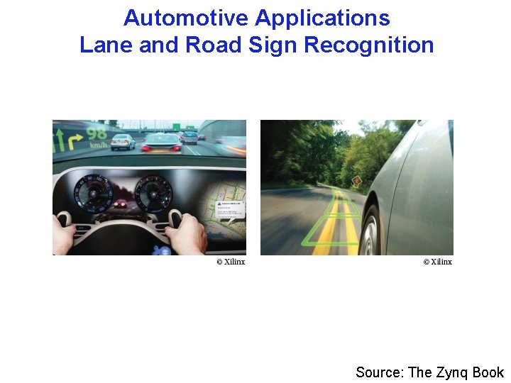 Automotive Applications Lane and Road Sign Recognition Source: The Zynq Book Automotive Applications Lane and Road Sign Recognition Source: The Zynq Book