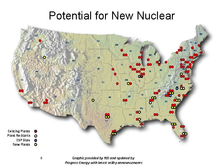 Potential for New Nuclear Existing Plants Plant Re-Starts ESP Sites New Plants 5 Graphic Potential for New Nuclear Existing Plants Plant Re-Starts ESP Sites New Plants 5 Graphic