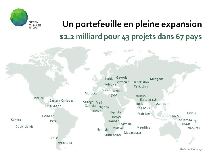 Un portefeuille en pleine expansion $2. 2 milliard pour 43 projets dans 67 pays