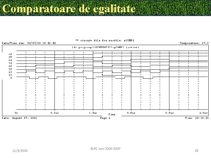 Comparatoare de egalitate 11/3/2020 BLPC curs 2008 -2009 33 