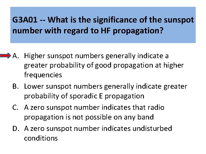 G 3 A 01 -- What is the significance of the sunspot number with G 3 A 01 -- What is the significance of the sunspot number with