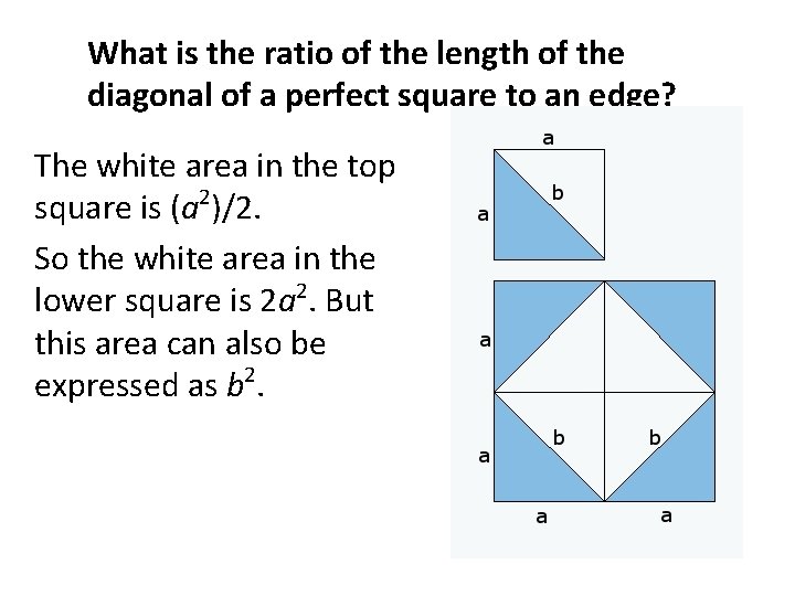 What is the ratio of the length of the diagonal of a perfect square