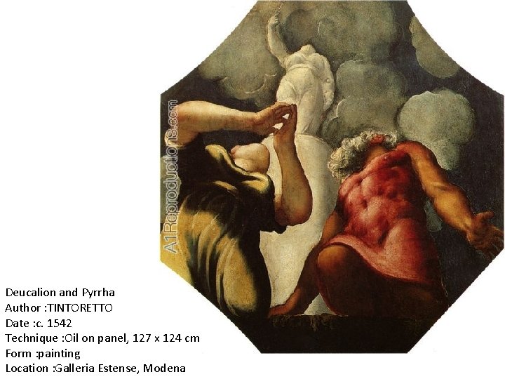 Deucalion and Pyrrha Author : TINTORETTO Date : c. 1542 Technique : Oil on