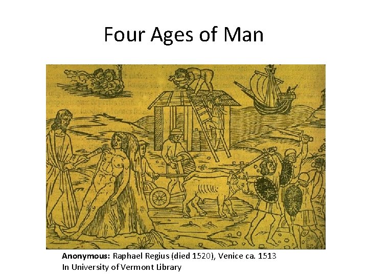 Four Ages of Man Anonymous: Raphael Regius (died 1520), Venice ca. 1513 In University