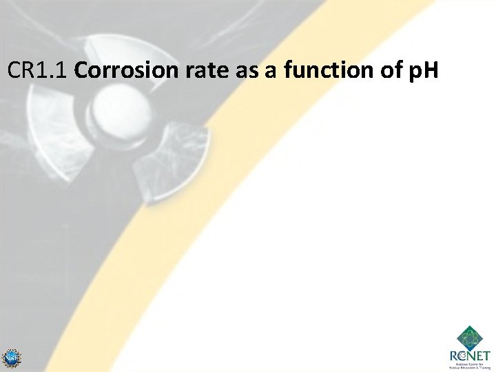 CR 1. 1 Corrosion rate as a function of p. H 83 