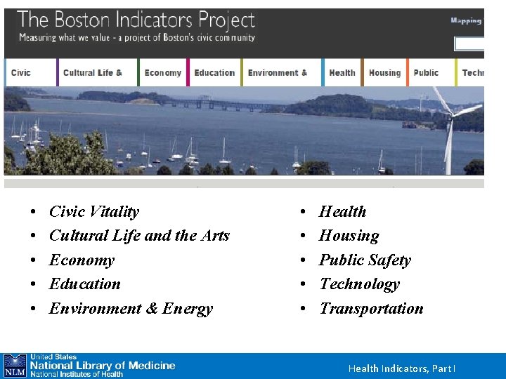 Boston Indicators Project “Hub of Innovation” • • • Civic Vitality Cultural Life and