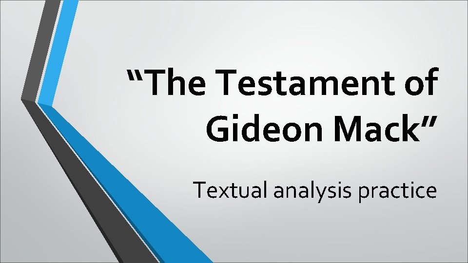 “The Testament of Gideon Mack” Textual analysis practice 