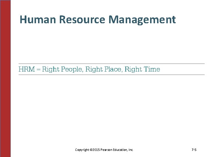 Human Resource Management Copyright © 2015 Pearson Education, Inc. 7 -5 