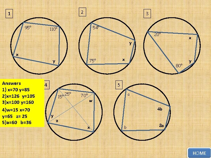 2 1 95° 3 54° 110° 20° x y x Answers 1) x=70 y=85