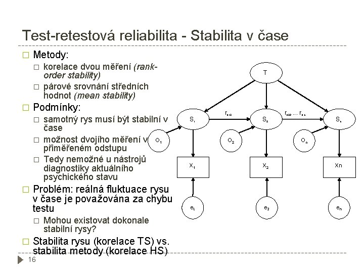 Test-retestová reliabilita - Stabilita v čase � Metody: � � � samotný rys musí