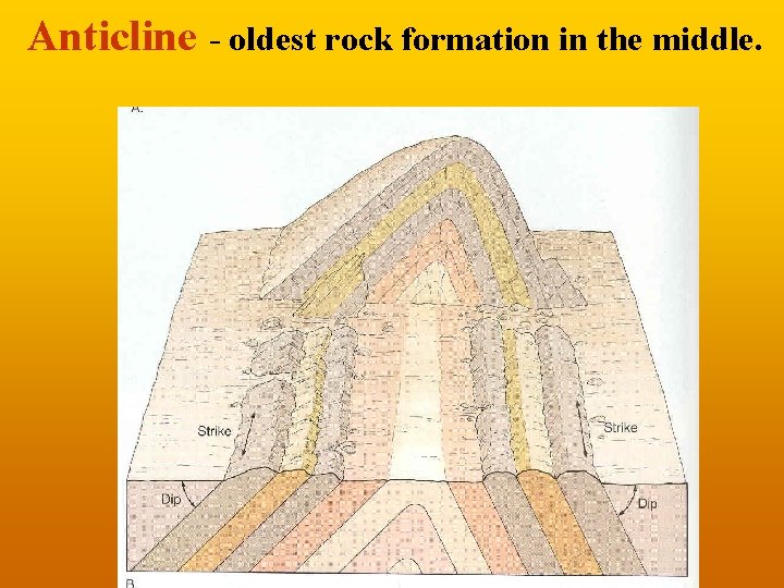 Anticline - oldest rock formation in the middle. 