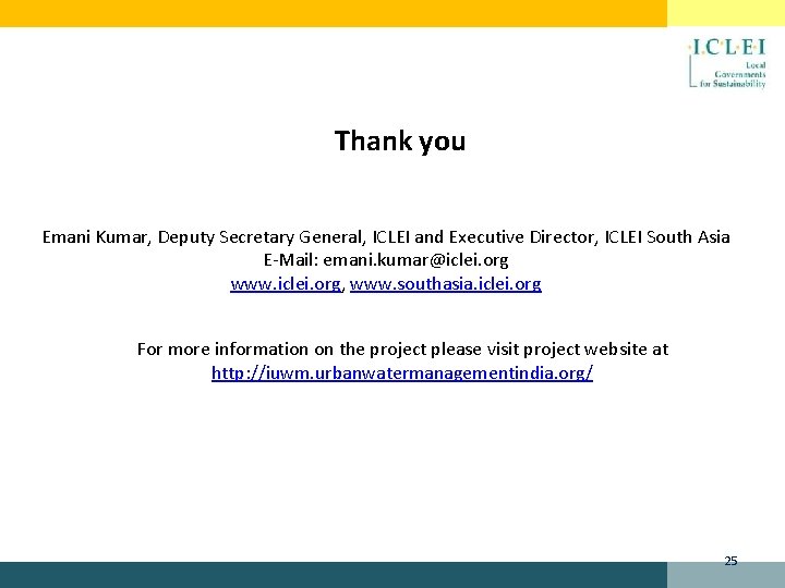 Thank you Emani Kumar, Deputy Secretary General, ICLEI and Executive Director, ICLEI South Asia