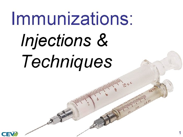 Immunizations: Injections & Techniques 1 