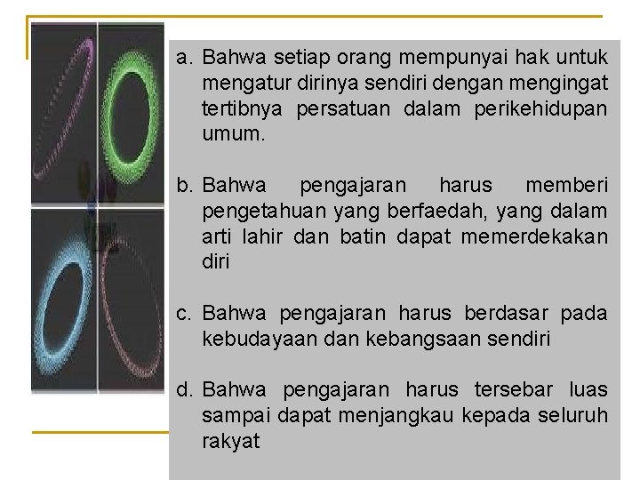 a. Bahwa setiap orang mempunyai hak untuk mengatur dirinya sendiri dengan mengingat tertibnya persatuan