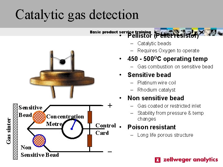 Catalytic gas detection Basic product service training • Pellistor (Pellet resistor) – Catalytic beads Catalytic gas detection Basic product service training • Pellistor (Pellet resistor) – Catalytic beads