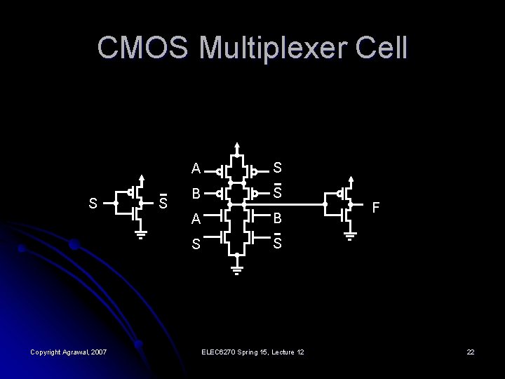 CMOS Multiplexer Cell S Copyright Agrawal, 2007 S A S B S A B