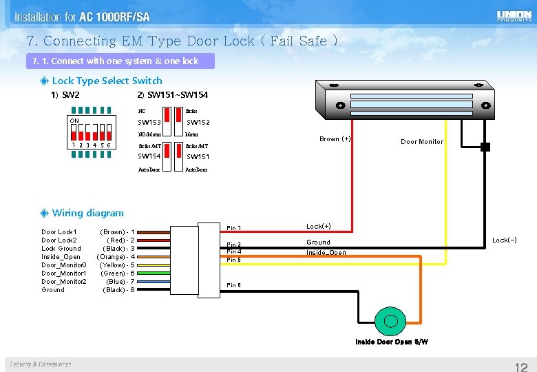 7. Connecting EM Type Door Lock ( Fail Safe ) 7. 1. Connect with 7. Connecting EM Type Door Lock ( Fail Safe ) 7. 1. Connect with