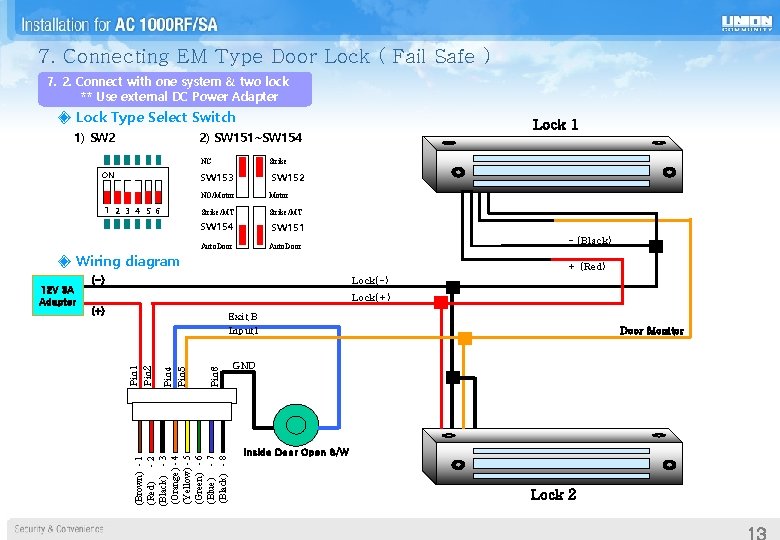 7. Connecting EM Type Door Lock ( Fail Safe ) 7. 2. Connect with 7. Connecting EM Type Door Lock ( Fail Safe ) 7. 2. Connect with