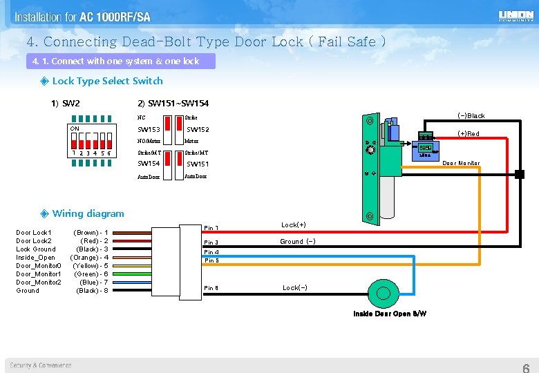 4. Connecting Dead-Bolt Type Door Lock ( Fail Safe ) 4. 1. Connect with 4. Connecting Dead-Bolt Type Door Lock ( Fail Safe ) 4. 1. Connect with