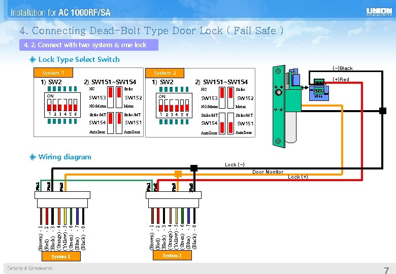 4. Connecting Dead-Bolt Type Door Lock ( Fail Safe ) 4. 2. Connect with 4. Connecting Dead-Bolt Type Door Lock ( Fail Safe ) 4. 2. Connect with