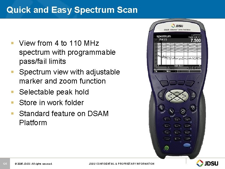 Quick and Easy Spectrum Scan § View from 4 to 110 MHz spectrum with
