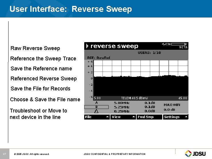 User Interface: Reverse Sweep Raw Reverse Sweep Reference the Sweep Trace Save the Reference