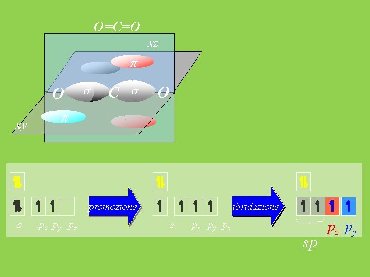 O=C=O xz p O xy s C ss O p promozione s px py
