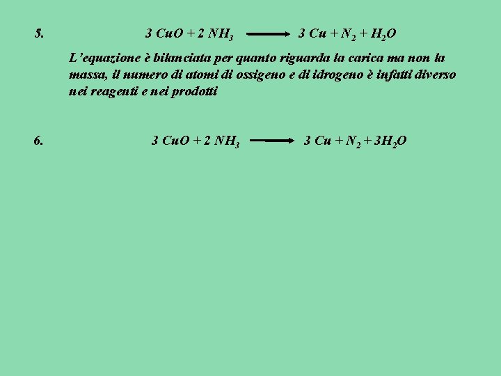 5. 3 Cu. O + 2 NH 3 3 Cu + N 2 +