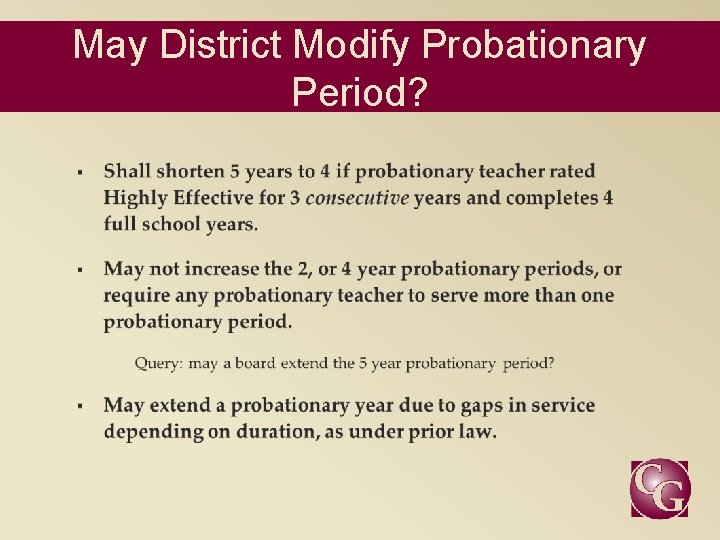 May District Modify Probationary Period? 