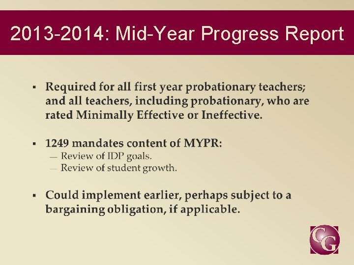 2013 -2014: Mid-Year Progress Report 