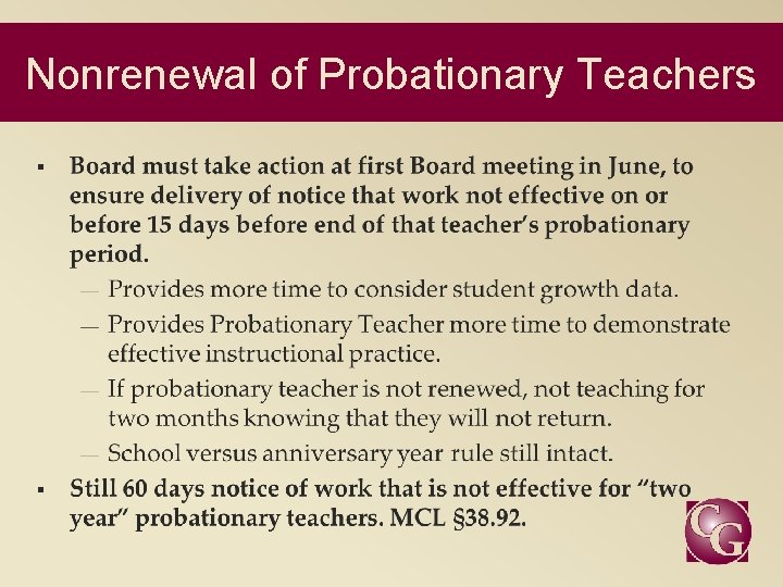 Nonrenewal of Probationary Teachers 