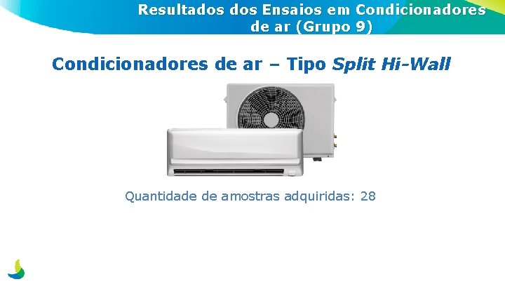 Resultados Ensaios em Condicionadores de ar (Grupo 9) Condicionadores de ar – Tipo Split